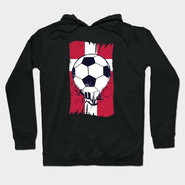 Vintage Danish Flag with Football // Retro Denmark Soccer Hoodie by SLAG_Creative